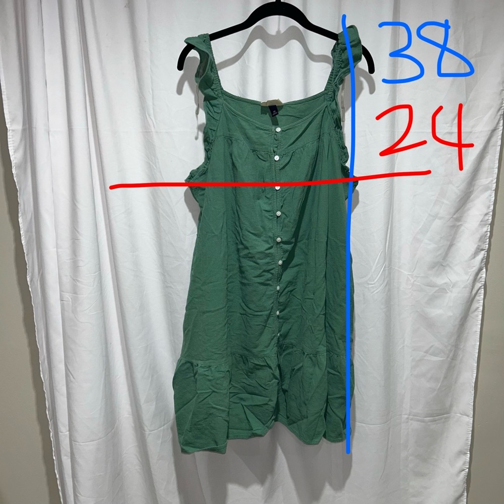 Universal Thread Dress Mini Green Button-Front Ru… - image 2